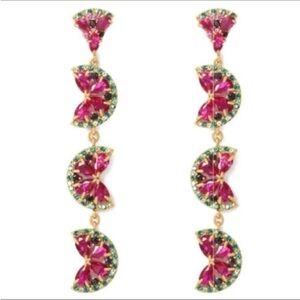 Kate Spade Pink and Gold glitter watermelon long earrings